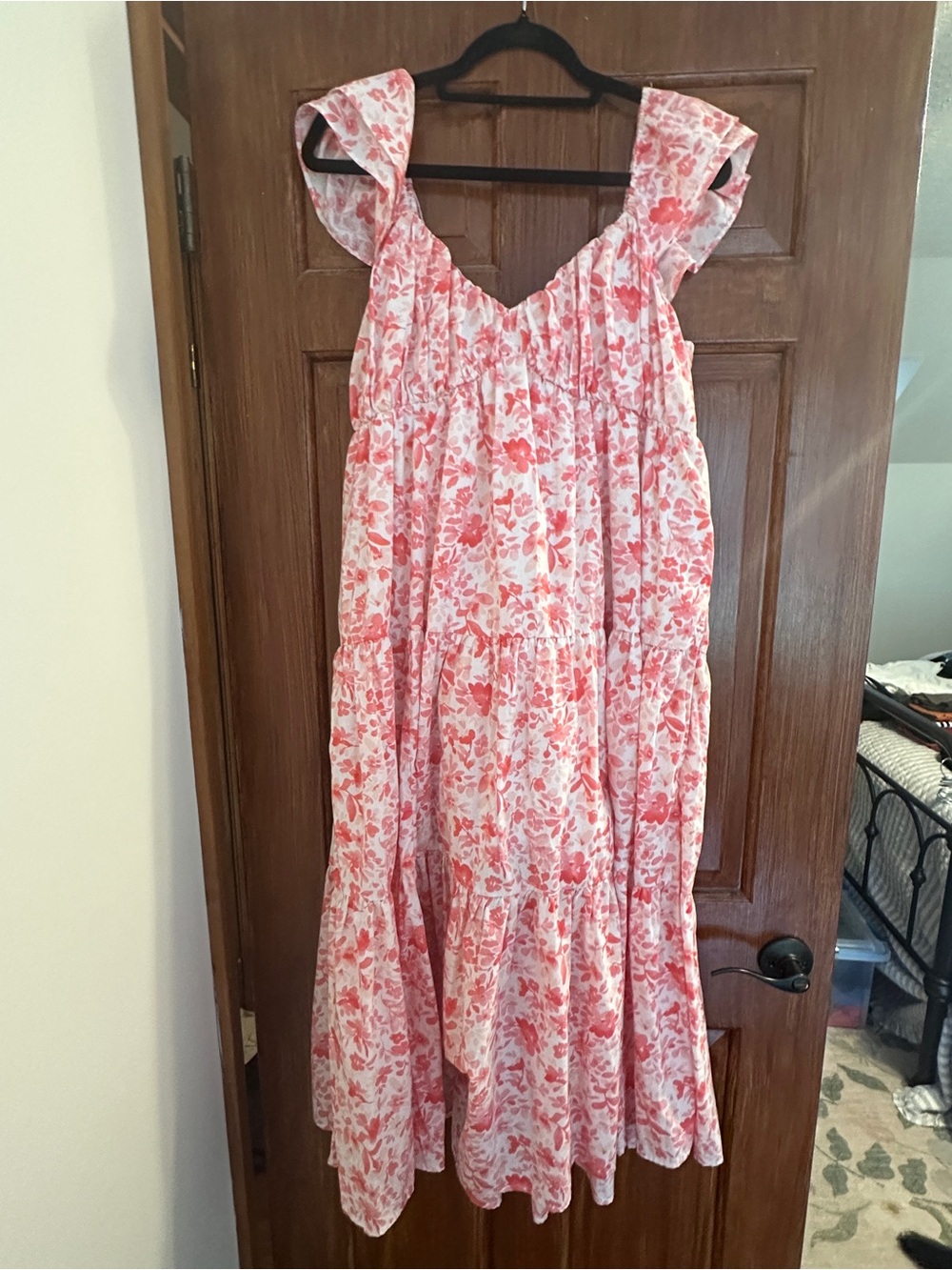 Abercrombie & Fitch Coral and Light Pink Floral Maxi Dress
